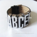 18MM without stone letters with the PU leather bracelet,